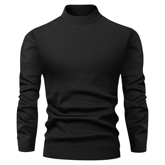 Cyglowse Lightweight Turtleneck Sweater for Men Long Sleeve Thermal Basic Slim fit Pullover Casual Top Black L