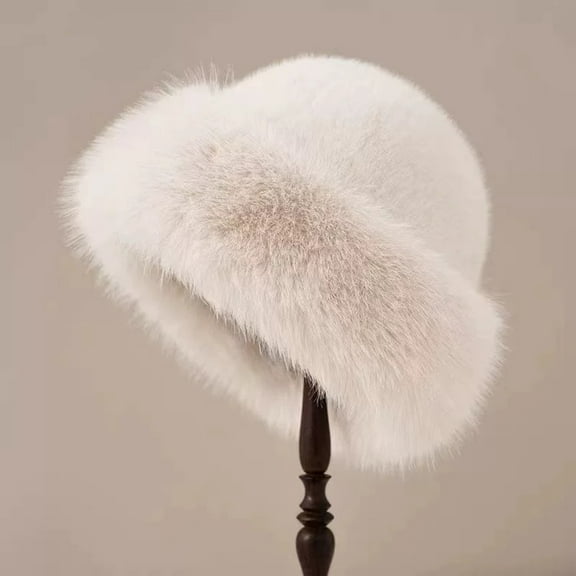 Cyglowse Luxurious Women’s Faux Mink Mongolian Hat Thickened Faux Fur Hat Winter Russian Hats Fluffy Winter Warm Hat Beige One Size