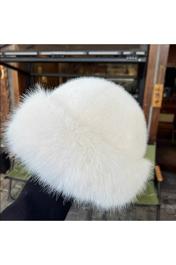 Luxurious Women’s Faux Mink Mongolian Hat Thickened Faux Fur Hat Winter Russian Hats Fluffy Winter Warm Hat White One Size