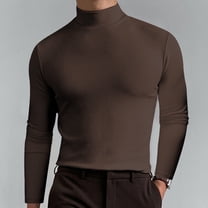 Cyglowse Men's Lightweight Long Sleeve Shirts Mock Turtleneck Thermal Undershirt Breathable Soft Stretchy Casual Tops Coffee 2XL