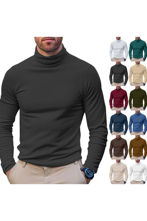 Men's Soft Thermal Undershirt Mock Turtleneck Long Sleeve Breathable Lightweight Solid Color for Layering Tops Gray 2XL