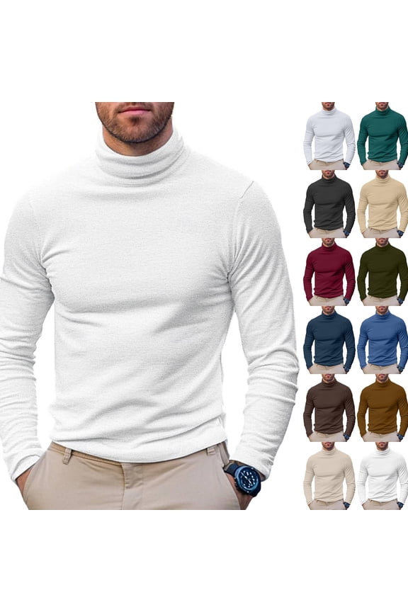 Men's Soft Thermal Undershirt Mock Turtleneck Long Sleeve Breathable Lightweight Solid Color for Layering Tops White 2XL