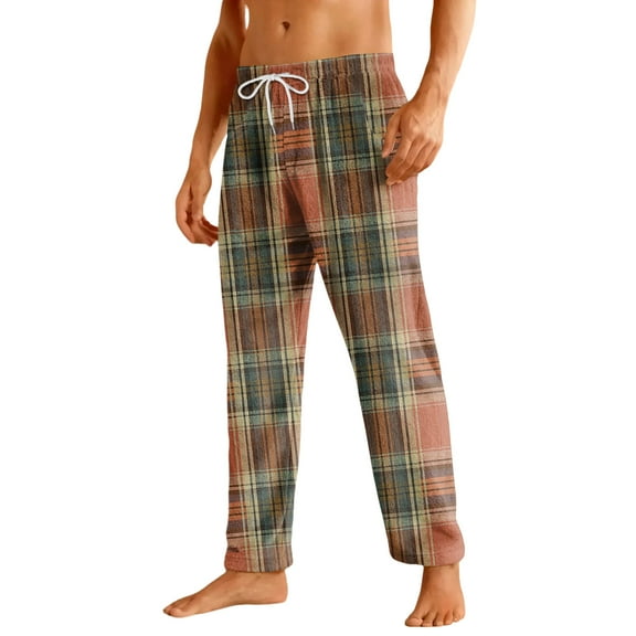 Cyglowse Mens Pajama Pants Flannel Buffalo Plaid Comfy Lounge Pants PJ Bottoms with Pocket Green 3XL