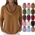thumbnail image 1 of Cyglowse Oversized Cowl Neck Sweater for Women 2024 Soft Knit Long Sleeve Casual Pullover Winter Top Brown L, 1 of 7