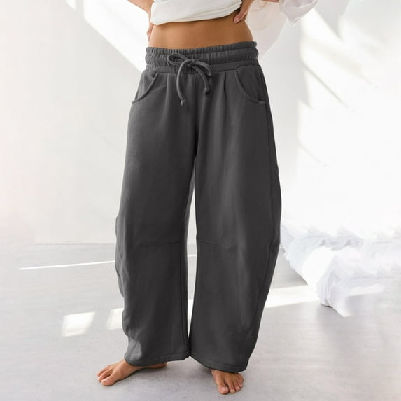 Cyglowse 2025 Barrel Sweatpants Women, Dark Gray Sweatpants for Women High Waist Soft Lounge Pants with Pockets S