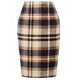 thumbnail image 1 of Cyglowse Plaid Skirts for Women Fall Winter Knee Length Pencil Wool Skirt Light Brown 2XL, 1 of 4
