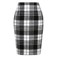 thumbnail image 1 of Cyglowse Plaid Skirts for Women Knee Length High Waisted Long Plaid Skirt Cute Tartan Pencil Skirt Fall Work Tweed Midi Skirts Black L, 1 of 2