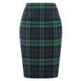 thumbnail image 1 of Cyglowse Plaid Skirts for Women Knee Length High Waisted Long Plaid Skirt Cute Tartan Pencil Skirt Fall Work Tweed Midi Skirts Blue L, 1 of 2