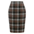 thumbnail image 1 of Cyglowse Plaid Skirts for Women Knee Length High Waisted Long Plaid Skirt Cute Tartan Pencil Skirt Fall Work Tweed Midi Skirts Coffee S, 1 of 2