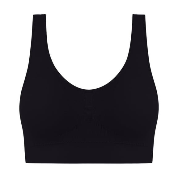 Cyglowse Seamless Yoga Bras for Women Comfortable Padded Gathering Bra Wireless Push Up Workout Running Bras, No Underwire Black 48