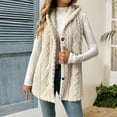 thumbnail image 1 of Cyglowse Sherpa Fleece Jacket Women Sleeveless Fuzzy Vest with Hood Plus Size Soft Warm Outerwear Button Fall Winter Coats Beige M, 1 of 6