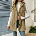 thumbnail image 1 of Cyglowse Sherpa Fleece Jacket Women Sleeveless Fuzzy Vest with Hood Plus Size Soft Warm Outerwear Button Fall Winter Coats Camel L, 1 of 6
