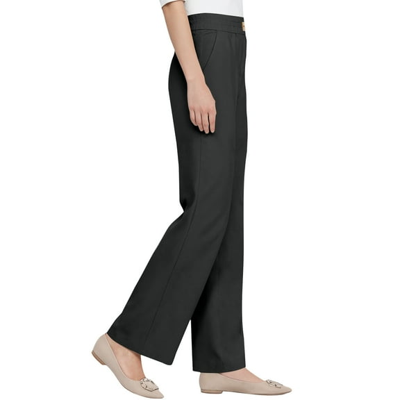 Cyglowse Silky Pant for Ladies Over 50 - Perfect Drape High Rise Pull on Stretch Pants Black S