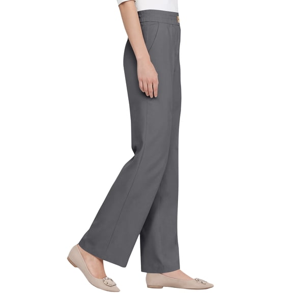 Cyglowse Silky Pant for Ladies Over 50 - Perfect Drape High Rise Pull on Stretch Pants Dark Gray L