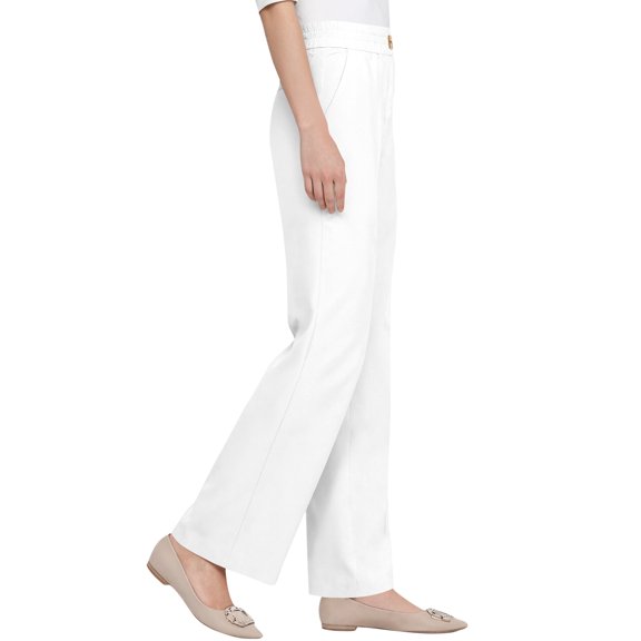 Cyglowse Silky Pant for Ladies Over 50 - Perfect Drape High Rise Pull on Stretch Pants White 3XL
