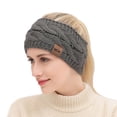 thumbnail image 1 of Cyglowse Soft Stretch Winter Warm Cable Knit Fuzzy Lined Ear Warmer Headband Dark gray, 1 of 2