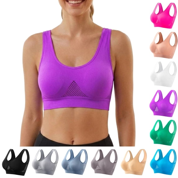 Cyglowse Sports Bras for Women Breathable Anti-Sagging Plus Size Wireless Bras with Cooling Lift-Up Mesh High Support Purple 4XL