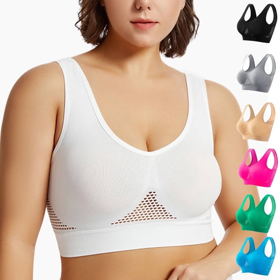 Sports Bras for Women High Support Moisture Wicking Workout Bras Cozy Wireless Athletic Bralettes with Embedded Pad White XL