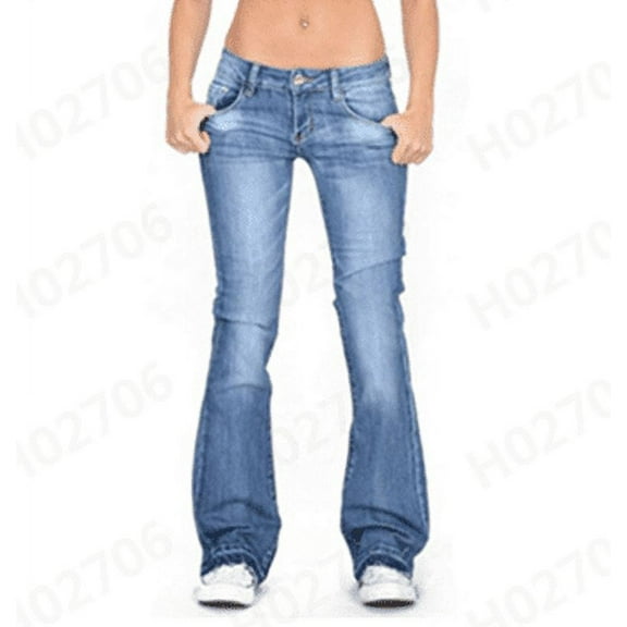 Cyglowse Straight Leg Jeans for Women Low Rise Stretch Jeans Skinny Wide Leg Denim Pants Light Blue M