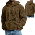 thumbnail image 1 of Cyglowse Thermal Hoodie for Men Double Sided Fleece Sherpa Lined Pullover with Pocket Long Sleeve Thick Winter Sweatshirt Khaki L, 1 of 5