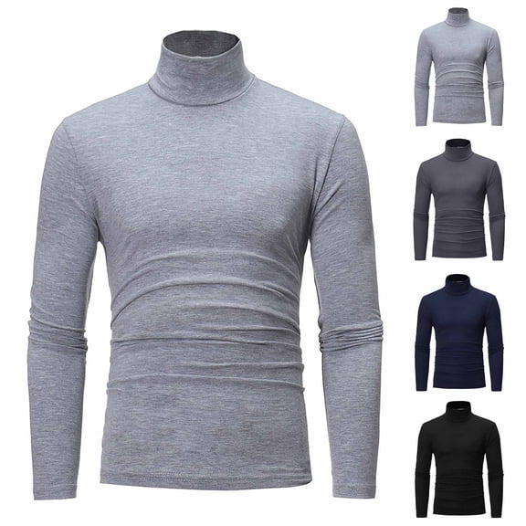 Cyglowse Thermal Shirts for Men Mock Turtleneck Long Sleeve Lightweight Warm Stretchy Undershirt Base Layer Clothing Tops Gray 2XL