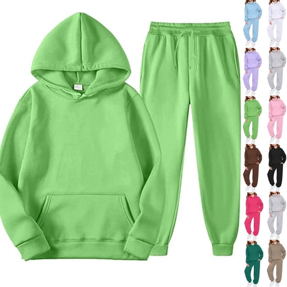 Cyglowse Toddler Girls Boys Sweatsuit Soild 2 Piece Sweatsuits for Teens Kids Sweatshirts and Jogger Sweatpants Sweat Sets Fluorescent Green 2-3Y