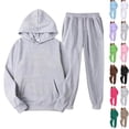 thumbnail image 1 of Cyglowse Toddler Girls Boys Sweatsuit Soild 2 Piece Sweatsuits for Teens Kids Sweatshirts and Jogger Sweatpants Sweat Sets Light Gray 6-7Y, 1 of 6