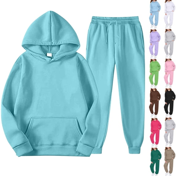 Cyglowse Toddler Girls Boys Sweatsuit Soild 2 Piece Sweatsuits for Teens Kids Sweatshirts and Jogger Sweatpants Sweat Sets Sky Blue 3-4Y