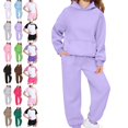 thumbnail image 1 of Cyglowse Toddler Girls Sweatsuit Kids Spring 2 Piece Sets Long Sleeve Hooded Sweatshirts and Jogger Sweatpants Boys Soft Sweatsuits Light Purple 10-11Y, 1 of 6