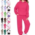 thumbnail image 1 of Cyglowse Toddler Girls Sweatsuit Kids Spring 2 Piece Sets Long Sleeve Hooded Sweatshirts and Jogger Sweatpants Boys Soft Sweatsuits Hot Pink 8-9Y, 1 of 6