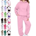 thumbnail image 1 of Cyglowse Toddler Girls Sweatsuit Kids Spring 2 Piece Sets Long Sleeve Hooded Sweatshirts and Jogger Sweatpants Boys Soft Sweatsuits Pink 12-13Y, 1 of 6