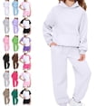 thumbnail image 1 of Cyglowse Toddler Girls Sweatsuit Kids Spring 2 Piece Sets Long Sleeve Hooded Sweatshirts and Jogger Sweatpants Boys Soft Sweatsuits White 12-13Y, 1 of 6