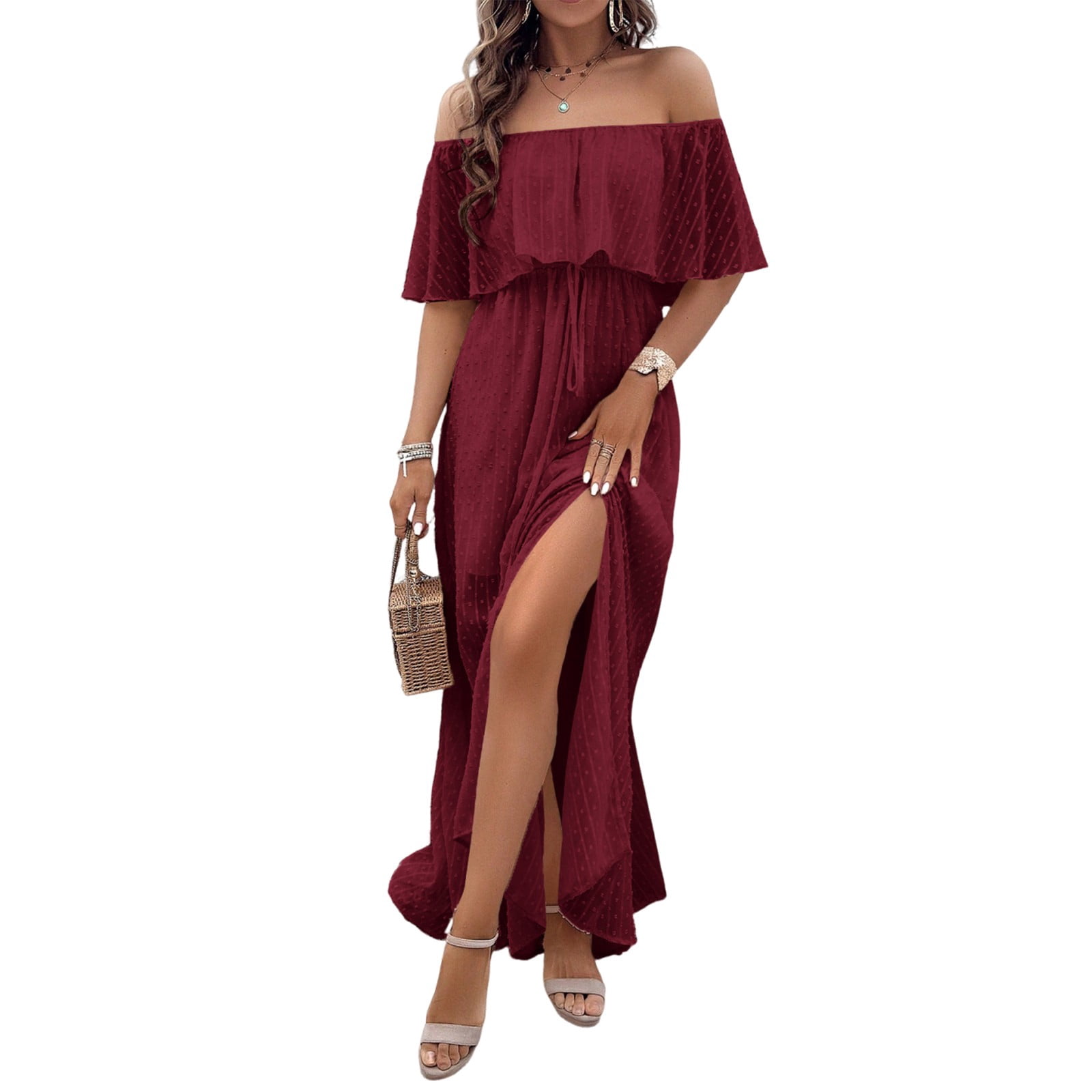 Cyglowse Wedding Guest Dress Club Dress Short Sleeve Elegant Vacation ...
