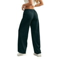 thumbnail image 1 of Cyglowse Wide Leg Pants for Women Baggy Low Rise Sweatpants with Pockets Lounge Pants Drawstring Waist Casual Loose Yoga Pants Comfortable Elastic Waistband Sweatpant Dark Green XL, 1 of 7