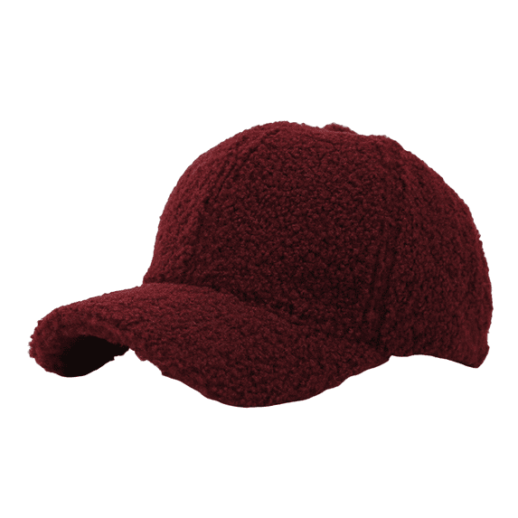 Cyglowse Winter Baseball Cap for Women Lamb Wool Solid Color Warm Baseball Cap for Outdoor Travel Wine One Size
