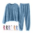 thumbnail image 1 of Cyglowse Winter Warm Pajamas for Women Set 2 Piece Fluffy Fleece Long Sleeve Cozy Loungewear Set Soft Casual Sleepwear Outfit Blue One Size, 1 of 6