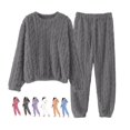 thumbnail image 1 of Cyglowse Winter Warm Pajamas for Women Set 2 Piece Fluffy Fleece Long Sleeve Cozy Loungewear Set Soft Casual Sleepwear Outfit Dark Gray One Size, 1 of 6