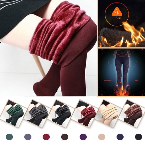 Cyglowse Winter Yoga Pants for Women Fleece Lined Thermal Leggings High Waisted Tummy Control Workout Running Thick Tights Wine One Size