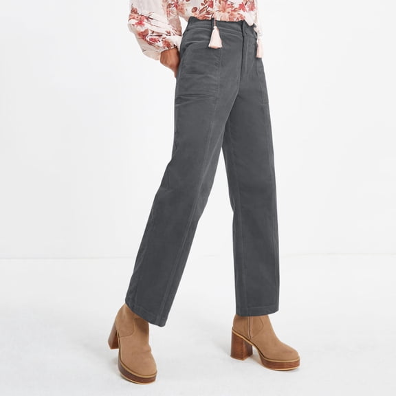 Cyglowse Women Corduroy Wide Leg Pants 2026 Fall Fashion Casual Button Down High Elastic Waist Trousers with Pockets Dark Gray 2XL