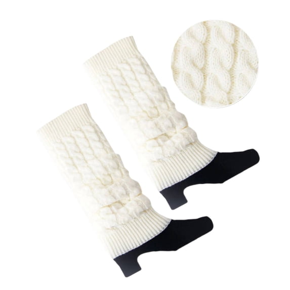 Cyglowse Women's Fleece Lined Leg Warmers Knit Long Boot Socks Thick Winter Warm Thermal Skating Leg Warmer Daily Wear 1 Pair