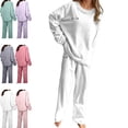 thumbnail image 1 of Cyglowse Women's Fleece Pajama Sets Fuzzy Long Sleeve 2 Piece Pullover and Pants Cozy Winter Warm Loungewear Pjs Set White One Size, 1 of 6