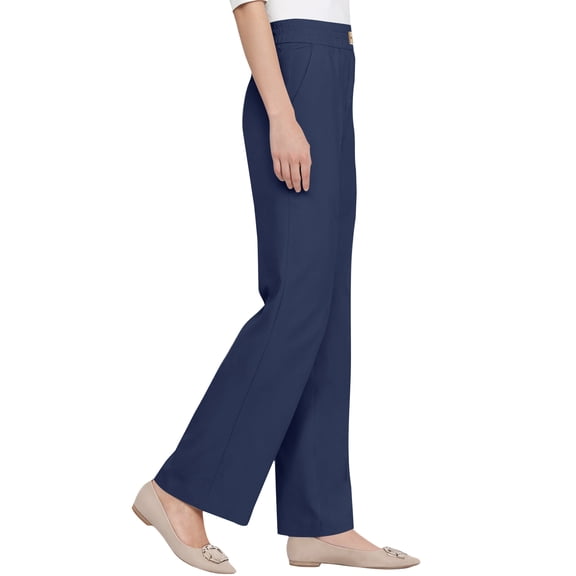 Cyglowse Women's Pants, Perfect Drape High-Rise Ultra Soft Pull on Pants, Women's Slim-fit Stretch Straight Pants Navy XL