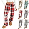 thumbnail image 1 of Cyglowse Women's Warm Plaid Pajama Pants Fluffy Fleece Winter Sleepwear With Pockets Flannel Soft Elastic Waist Cozy Home Pj Bottoms Red M, 1 of 9