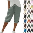 thumbnail image 1 of Cyglowse Womens Capris for Summer Petite Length Ladies Pedal Pushers Plus Size Capris Pull On Sweats Pajama Cropped Pants W/Pocket, 1 of 8