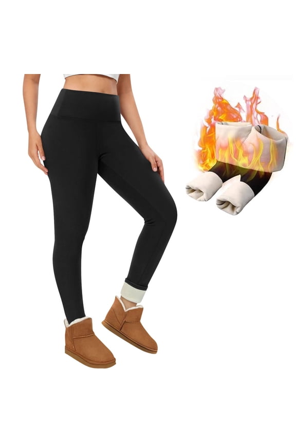 Womens Fleece Lined Leggings Insulated Workout Thermal Tights Black XL