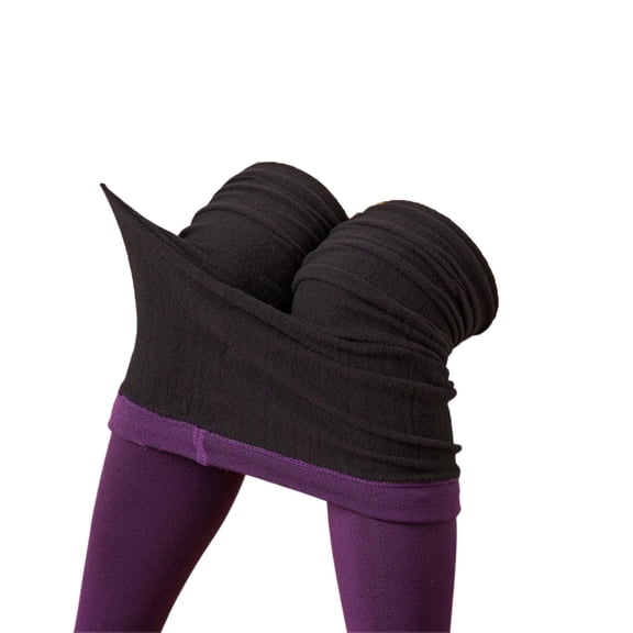 Cyglowse Womens Fleece Lined Leggings Thin Workout Thermal Tights Purple XL