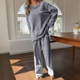 thumbnail image 1 of Cyglowse Womens Fleece Pajamas Sets Long Sleeve Lounge Set Jogger Sets 2 Piece Flannel Pjs Winter Sleepwear Loungewear Gray One Size, 1 of 4