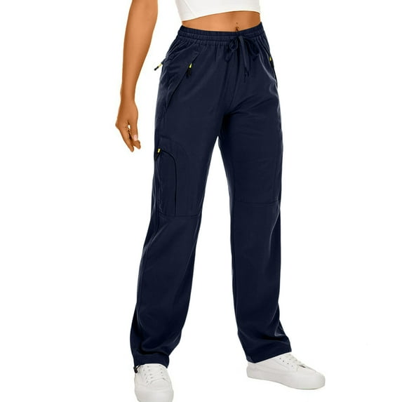 Cyglowse Womens Hiking Pants Quick Dry UPF 50 Lightweight Travel Golf Cargo Safari Pants Zipper Pockets Dark Blue S