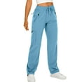 thumbnail image 1 of Cyglowse Womens Hiking Pants Quick Dry UPF 50 Lightweight Travel Golf Cargo Safari Pants Zipper Pockets Sky Blue L, 1 of 4