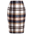 thumbnail image 1 of Cyglowse Womens Knee Length Elastic Waist Stretchy Bodycon Plaid Business Pencil Skirt Brown S, 1 of 2